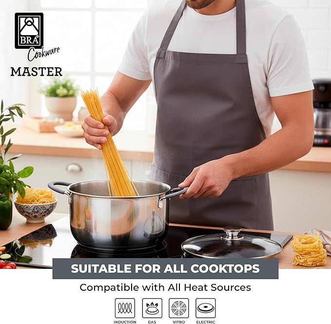 BRA COOKWARE Master Stainless Steel Stock Pot w/Glass Lid | 8 Inch 2.4 Quart - Image 4