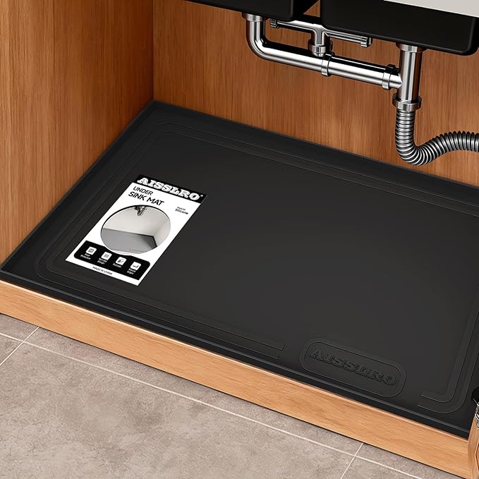 Aisslro Under Sink Mat 22" X 19", Waterproof Silicone Cabinet Organizer by AisslroDirect