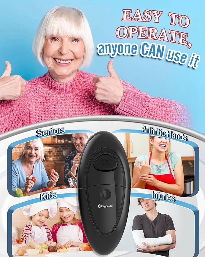 Electric Can Opener, Automatic Hands-Free One Touch, Smooth Edge Safety Cut - Image 2
