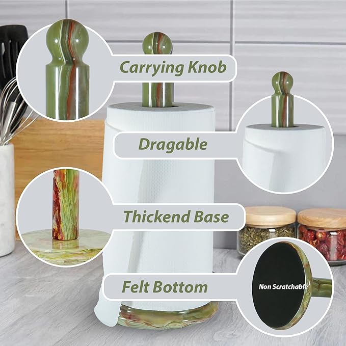 Handmade Green Onyx Paper Towel Holder – Unique Natural Stone Stand - Image 6