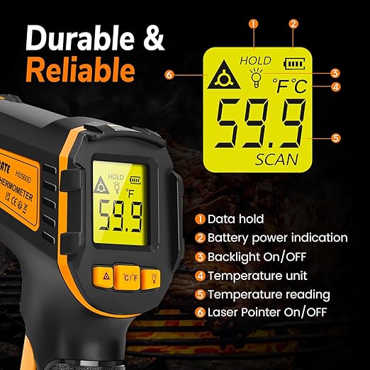Infrared Thermometer Digital Temperature Gun Laser Meat Thermometer - Image 7