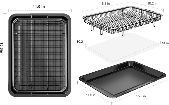 Air Fryer Basket for Oven, OPENICE 15.3" x 11.0" Air Fryer Tray and Pan Set - Image 2