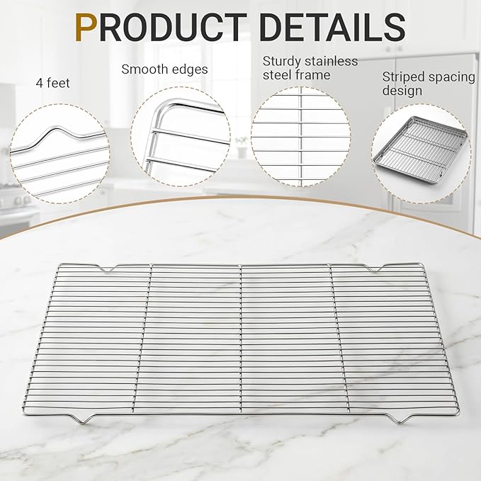 Lounsweer Cooling Racks, 24L x 16W x 1H Stainless Steel Wire Rack - Image 3