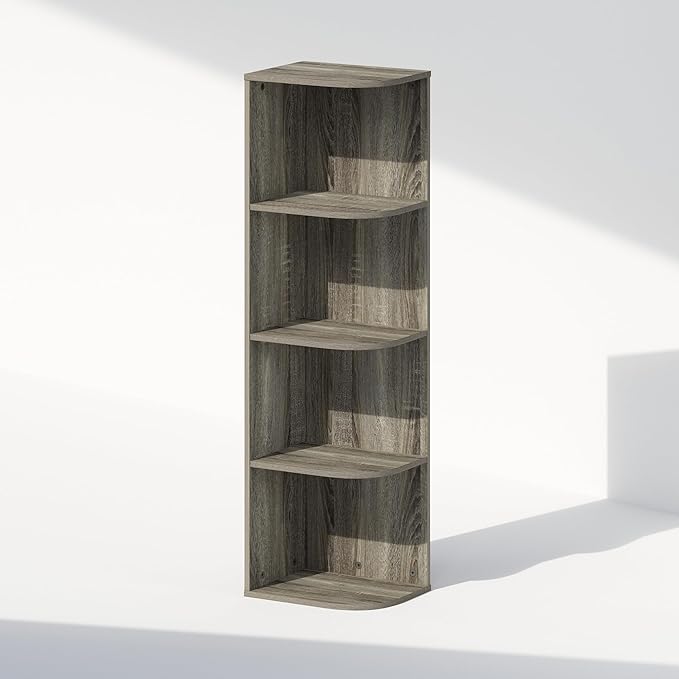 Furinno Reed Corner Shelf, 4-Tier Corner Bookshelf, Book Shelf, Corner Shelves - Image 5