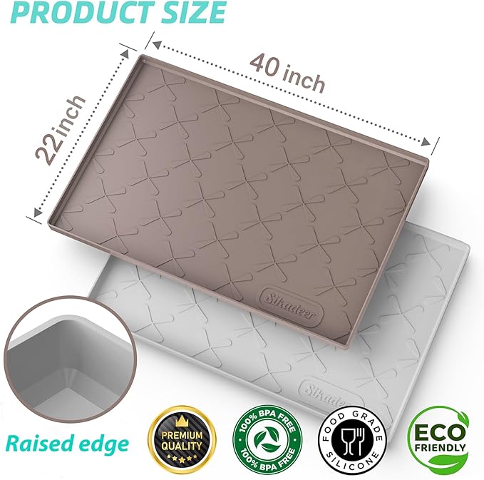 SIKADEER 40" x 22" Under Sink Mat Waterproof, Silicone Mat Kitchen Drawer Shelf - Image 3