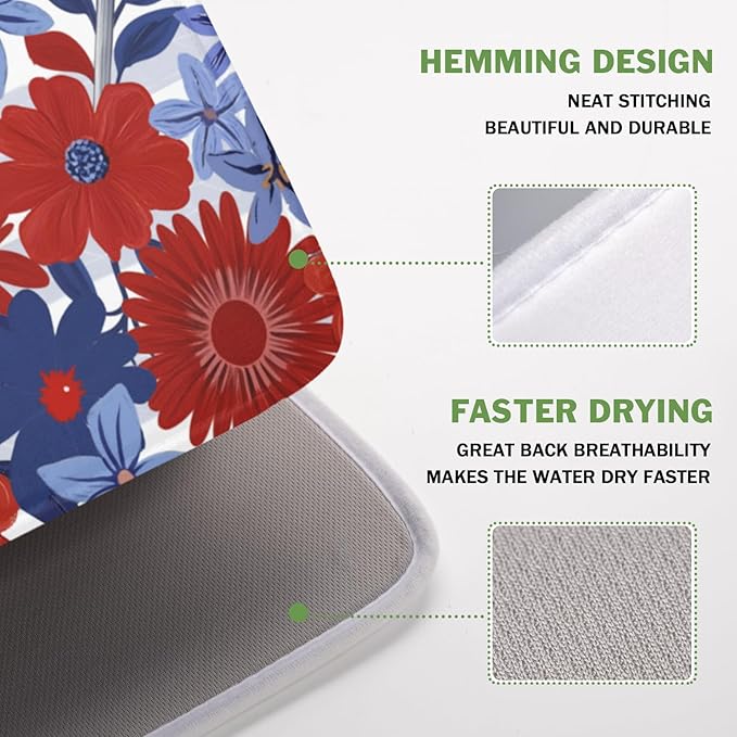 Patriotic Floral Dish Drying Mat - Image 4