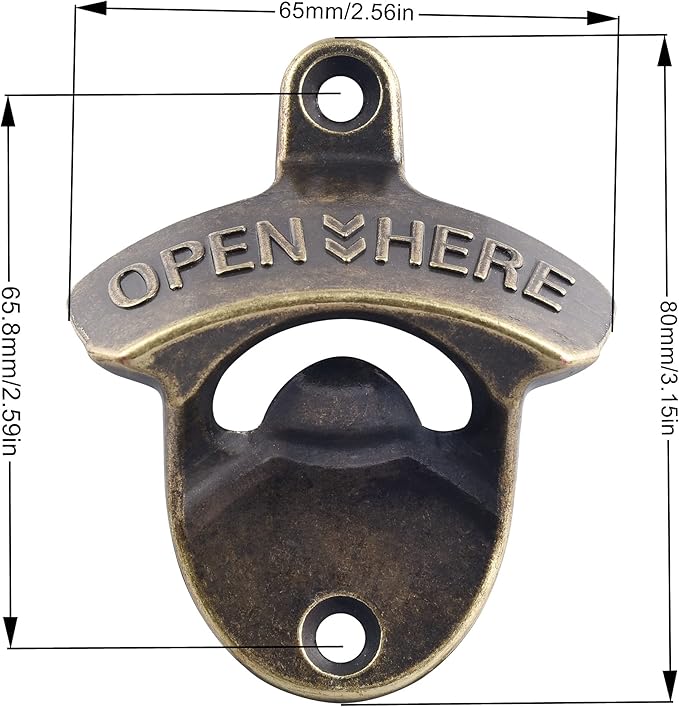 8 PCS Wall Mount Bottle Opener Antique Bronze, Old Fashioned Bulk Beer Bottle - Image 5