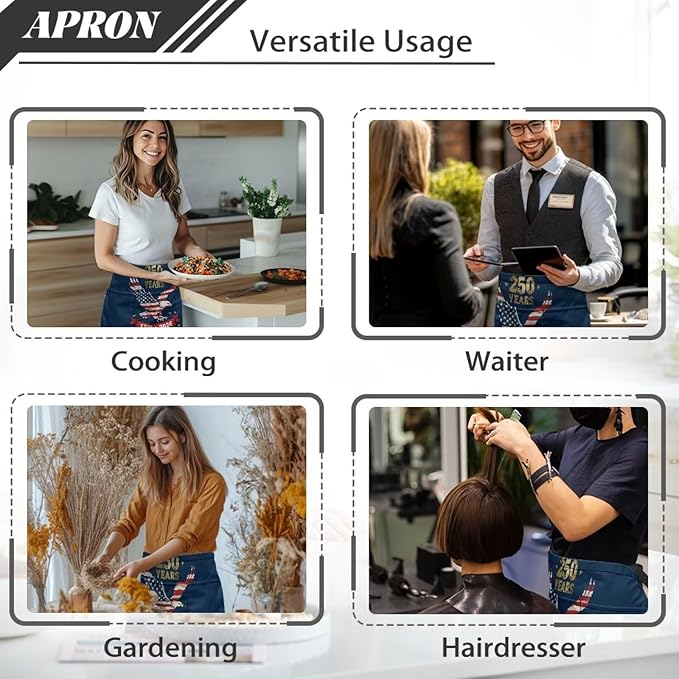 Server Apron with 3 Pockets, Waterproof Oil Waitress Waiter Half Apron - Image 5