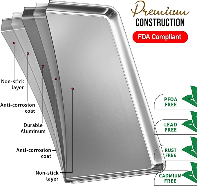 Eatex Aluminum Baking Sheet Set, 2 Pack Cookie Sheet Set, Cookie Sheets - Image 3