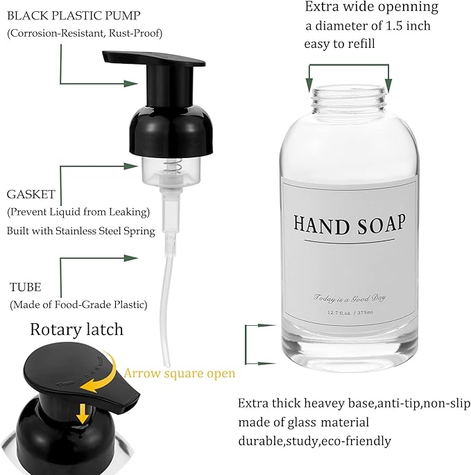rejomiik Foaming Soap Dispenser Thick Glass Foam - Image 5