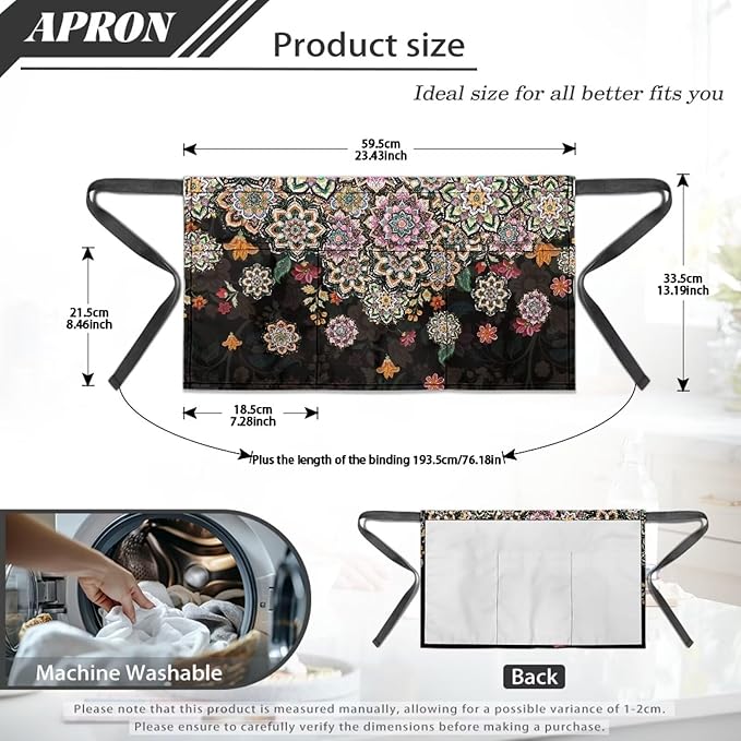 Server Apron with 3 Pockets, Waterproof Oil Waitress Waiter Half Apron - Image 7