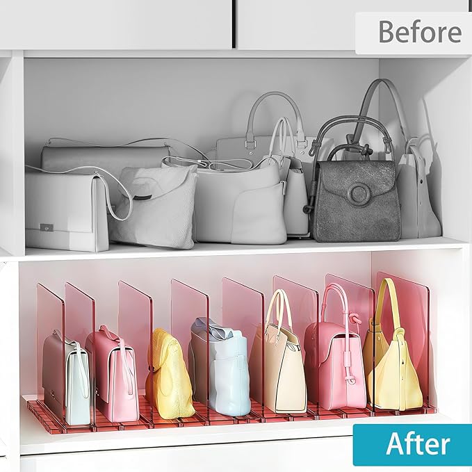 SortNStore Purse Organizer for Closet: Shelf Dividers Adjustable Acrylic Bag - Image 5