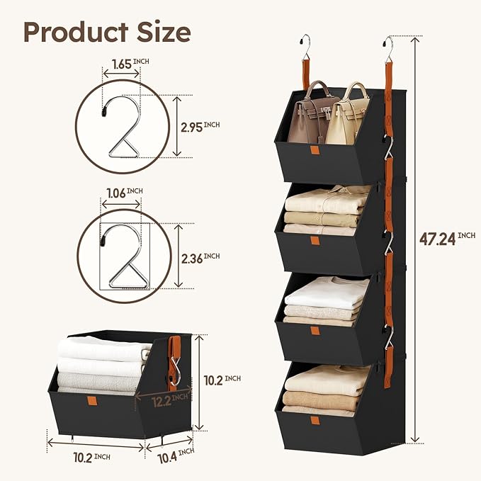 Homsorout Hanging Closet Organizer 4 Tier - Image 6