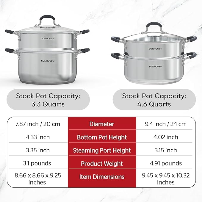 SUNHOUSE - 4.6 Quart Steamer Pots - Image 9