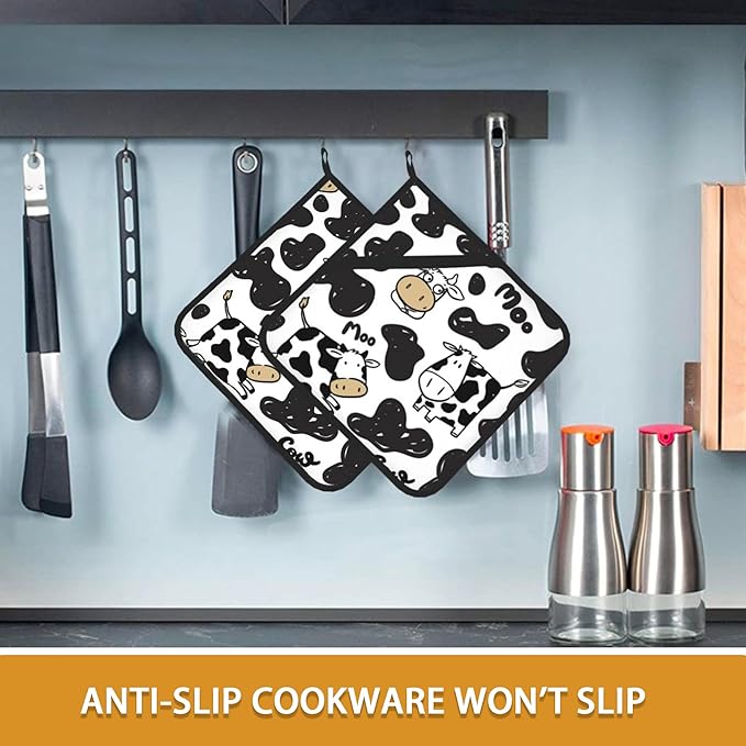 Cow Skin Pot Holder Set of 2, Heat Resistant Potholders Oven Hot Pads - Image 6