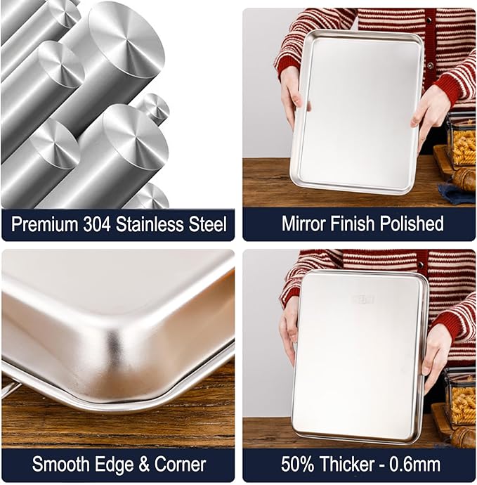 Extra Small Baking Sheet Pans Stainless Steel 304 Tiny Serving Tray 9.3 x 6.9 - Image 3