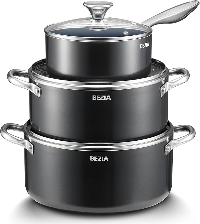 Induction Cookware Set 6-Piece, Stackable Kitchen Cooking Pots Set, 6qt 4.8qt & - Image 9