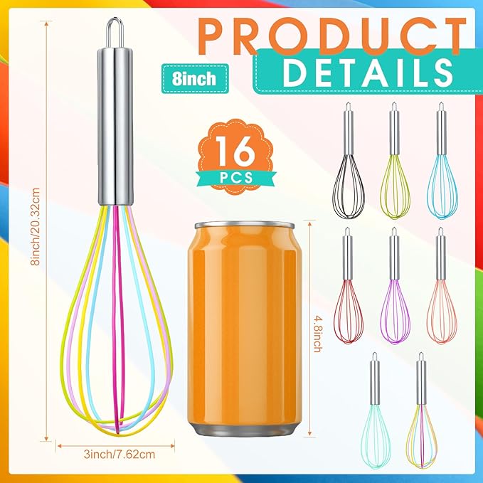 Domensi 16 Pcs 8 Inch Whisks Bulk - Image 2