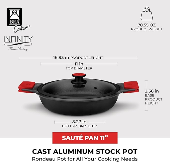 BRA COOKWARE Infinity Dual-Handled Sauté Pan w/Glass Lid | 11-Inch 2.95-Quart - Image 2