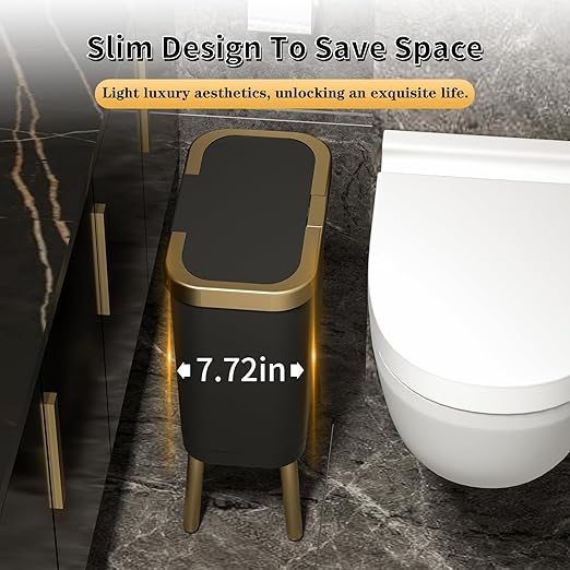 Procade Office Trash Can with Lid, Modern Narrow Garbage Can with Legs - Image 3