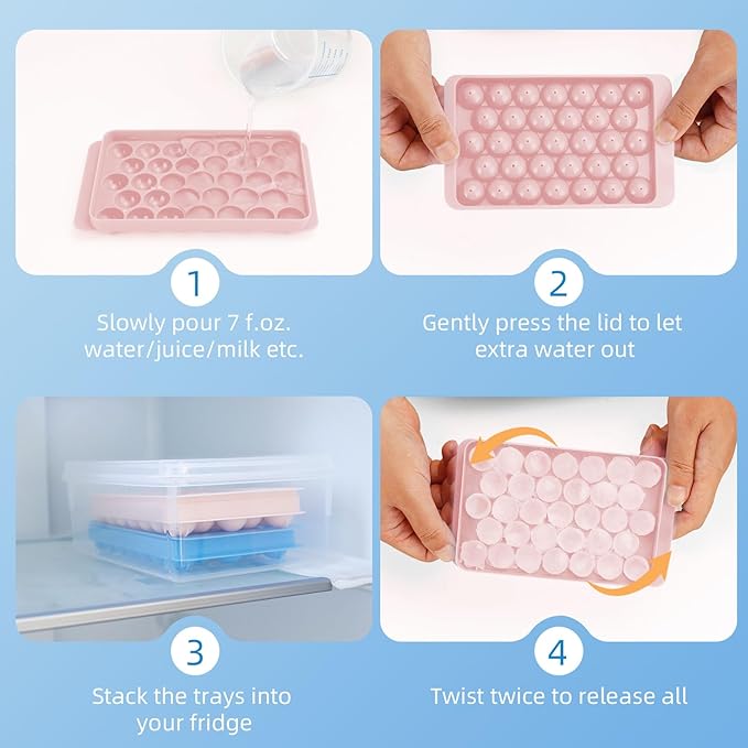 2 Pack Ice Cube Trays Set -with Lids, Storage Container & Ice Tongs, 66-Count - Image 6