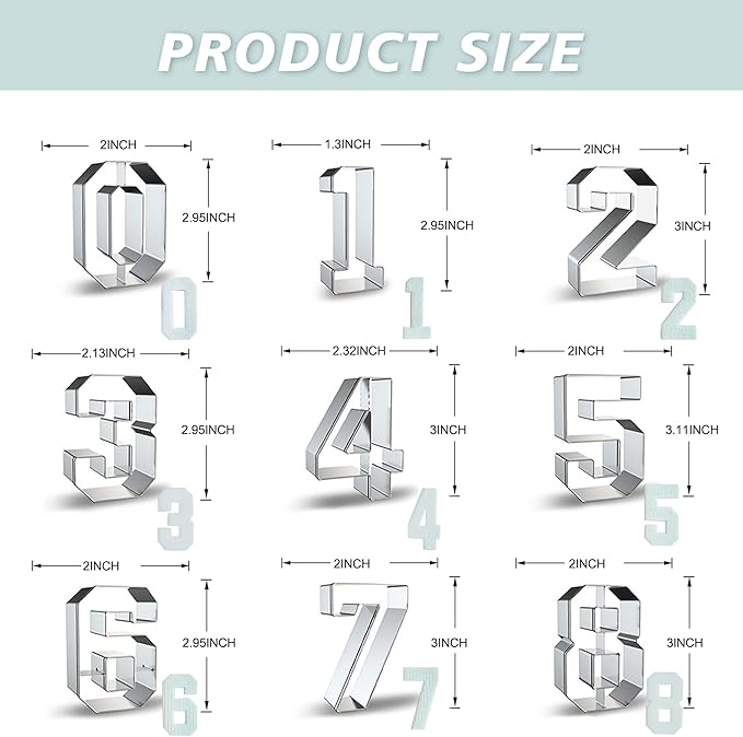 Number Cookie Cutters Set 3 Inch - Image 2