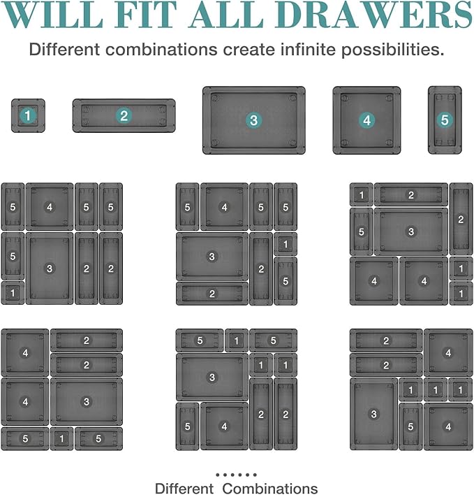 StorMiracle 16 PCS Drawer Organizer Set, 5 Varied Size Bathroom and kitchen - Image 4