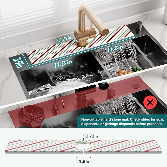 Stone Faucet Mat for Kitchen Sink, Diatomite Drying Stone Mat for Kitchen - Image 2