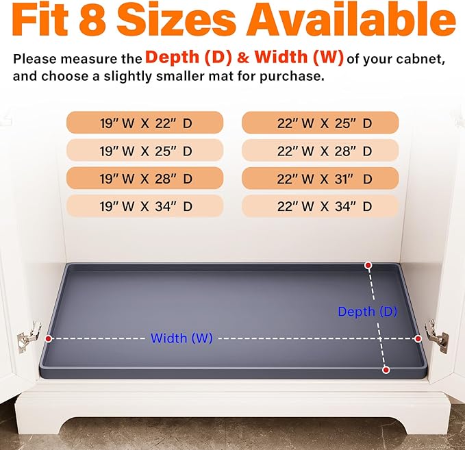 FLATO Waterproof Under Sink Mat 28" x 22" Shelf Liner - Image 5