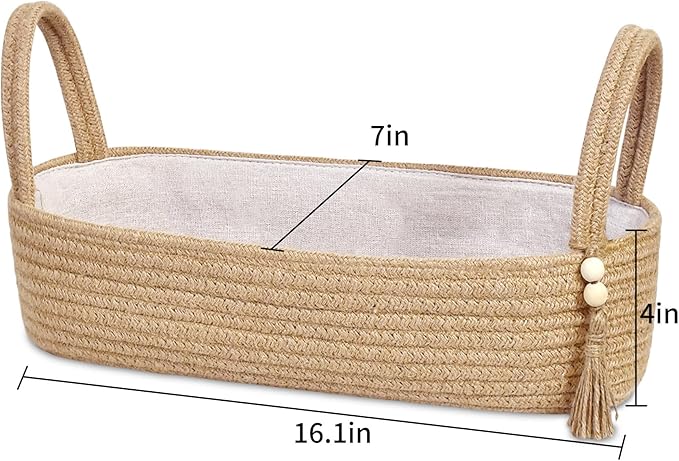 ABenkle XL Small Storage Basket, Jute Rope Woven Toilet Paper Tray Organizer - Image 2