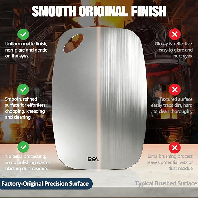 Non-Toxic Cutting Board Set of 2, 304 Stainless Steel Cutting Board Double Sided - Image 6