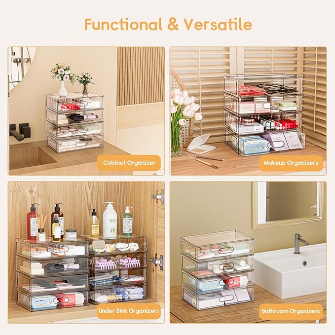 2 Pack Clear Makeup Storage Drawer, Acrylic Cosmetic Display Case - Image 7