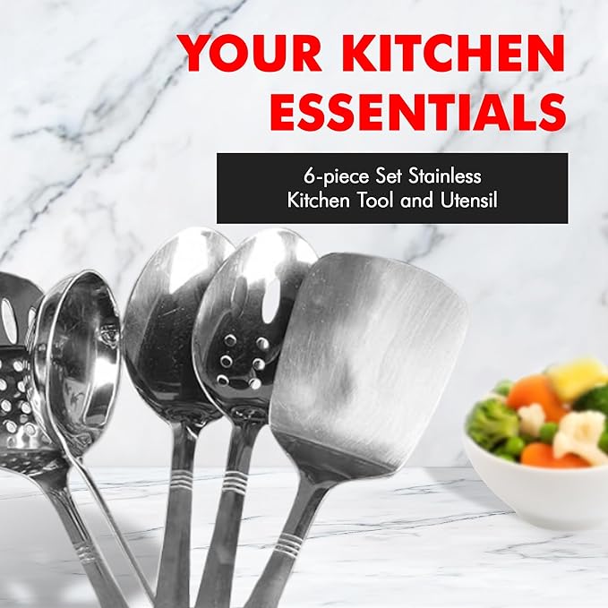 Chef Craft Select Kitchen Tool and Utensil Set, 6 Piece Set, Stainless Steel - Image 2