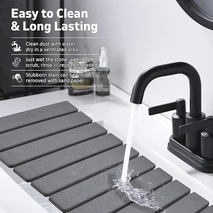 Large Stone Dish Drying Mats for Kitchen Counter, Fast Drying Collapsible Mat - Image 6