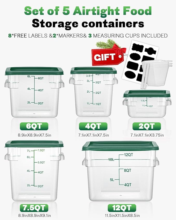 6QT Clear Food Storage Containers: 4 PCS NSF Food Storage Containers - Image 8