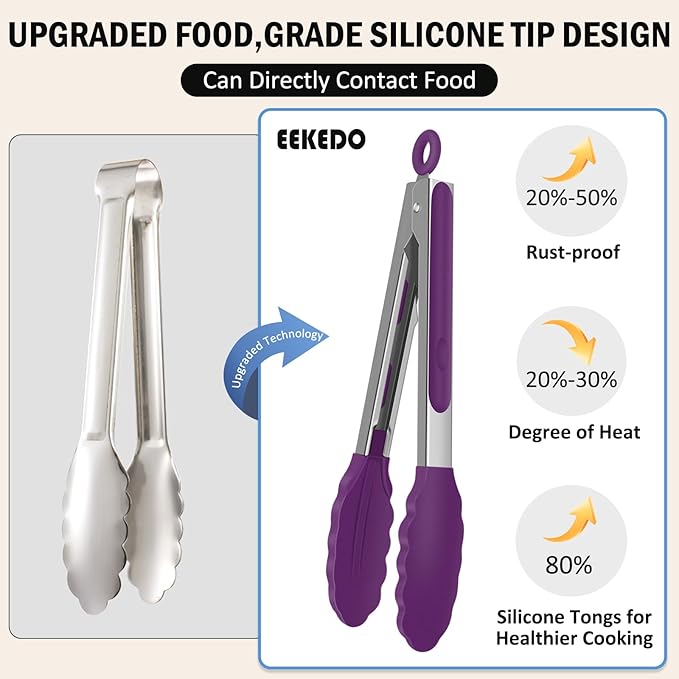 Tongs for Cooking, 600ºF High Heat-Resistant Stainless Steel Kitchen Tongs - Image 8