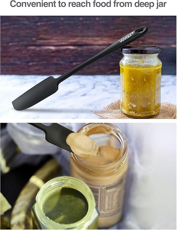 2-Pack Vovoly Silicone Jar Spatulas, Small Seamless Design Rubber Scraper - Image 4