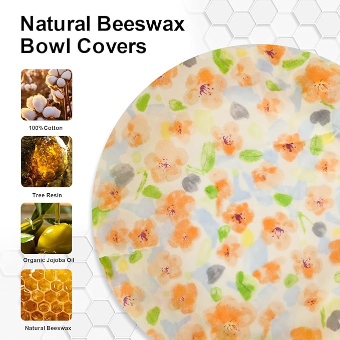 Reusable Bowl Covers for Bread Proofing（2 Large）- Cotton Beeswax Bowl Covers - Image 4