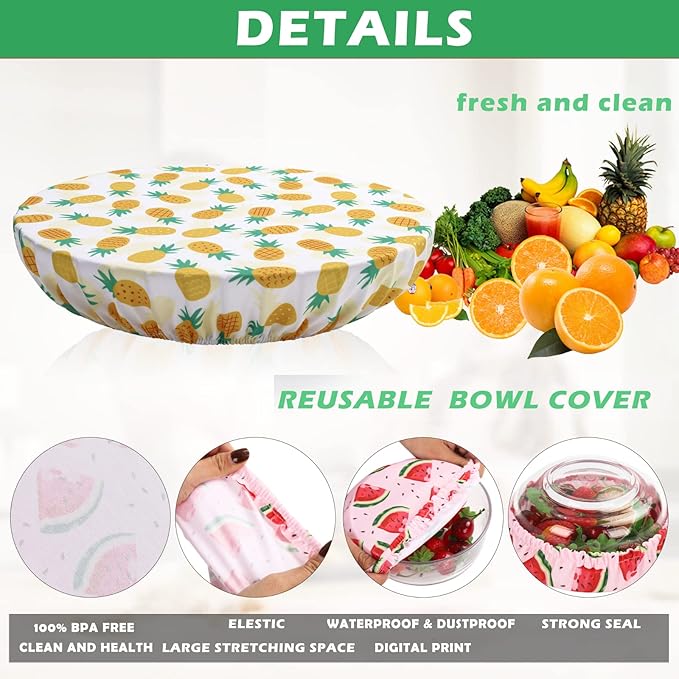 10Pcs Reusable Bowl Covers In 5 Size, Stretch Cloth Fabric Dish Cover Kitchen - Image 3