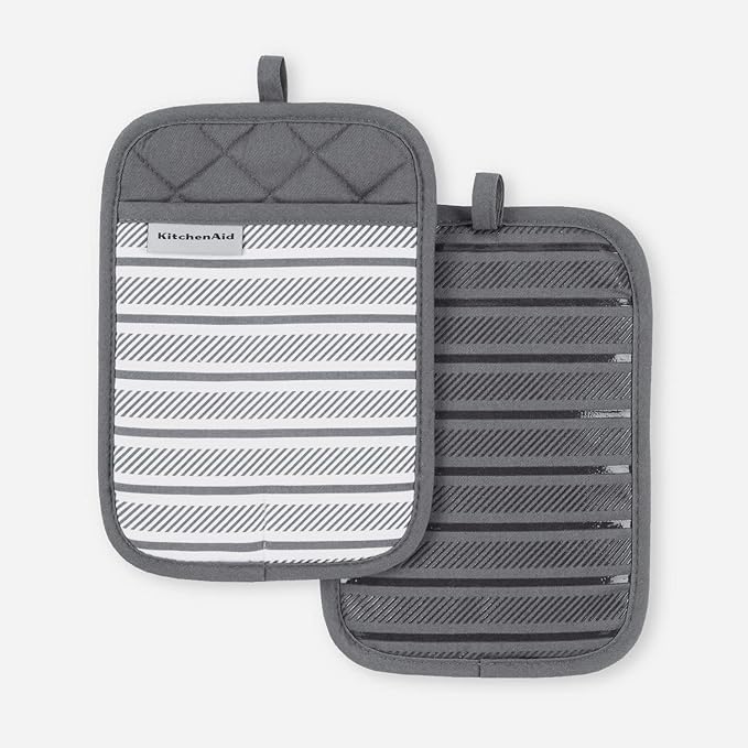 KitchenAid Albany Pot Holder 2-Pack Set, Charcoal Grey by KitchenAid