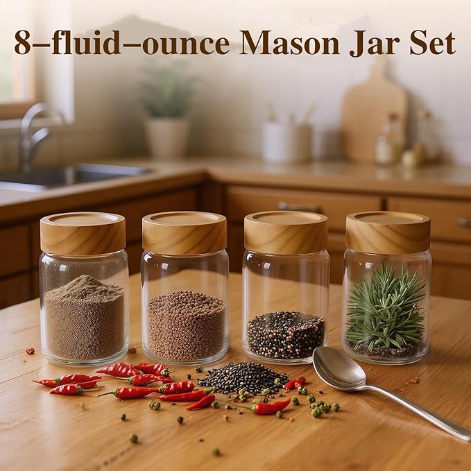 6-Pack 8 fl oz Stackable Airtight Glass Jars – Small Mason Jars designed - Image 6