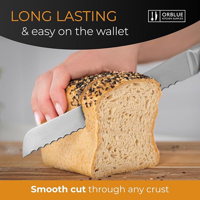 Orblue Serrated Bread Knife Ultra-Sharp Stainless Steel Professional Grade - Image 3