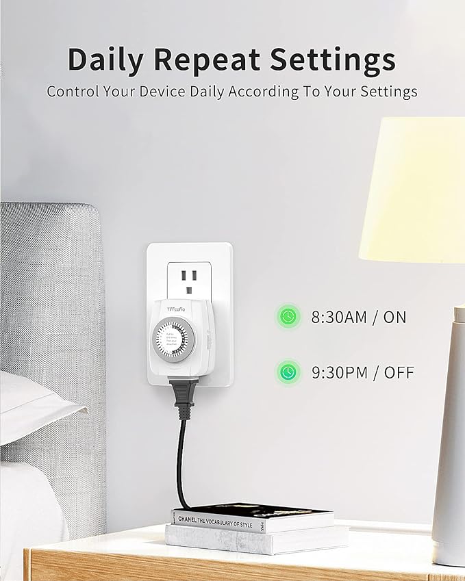 TiFFCOFiO Indoor Mechanical Outlet Timer, 3 Prong Timers - Image 3
