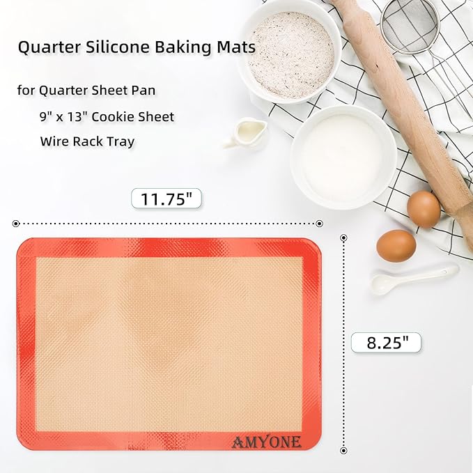 AMYONE Quarter Sheet Silicone Baking Mat, Reusable Baking Sheet Liners - Image 2