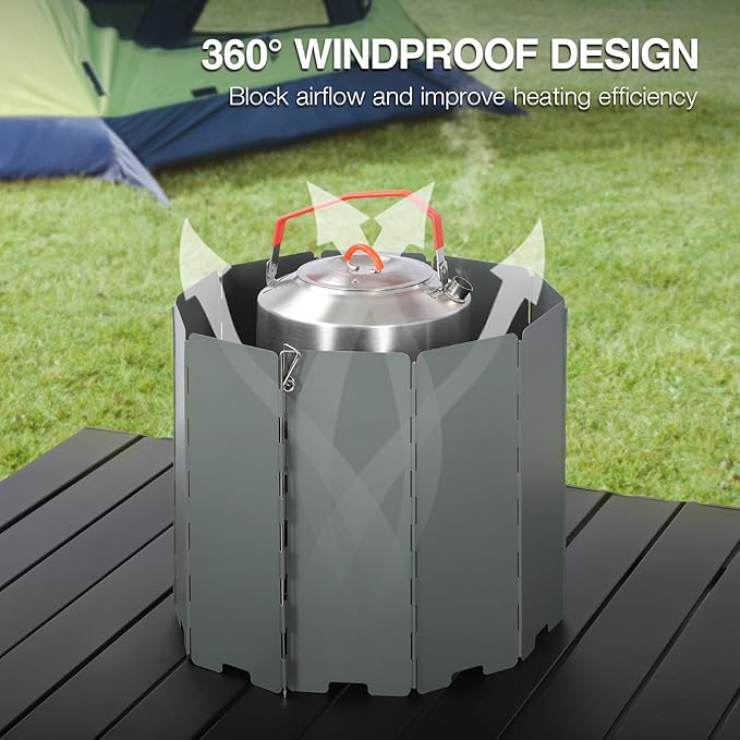 REDCAMP 10 Plates Folding Camping Stove Wind Screen, Heavy-Duty Iron Outdoor - Image 6
