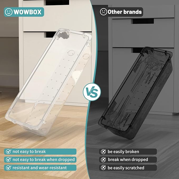 WOWBOX 32 PCS Clear Plastic Drawer Organizer Set, 4 Sizes Desk Drawer - Image 4