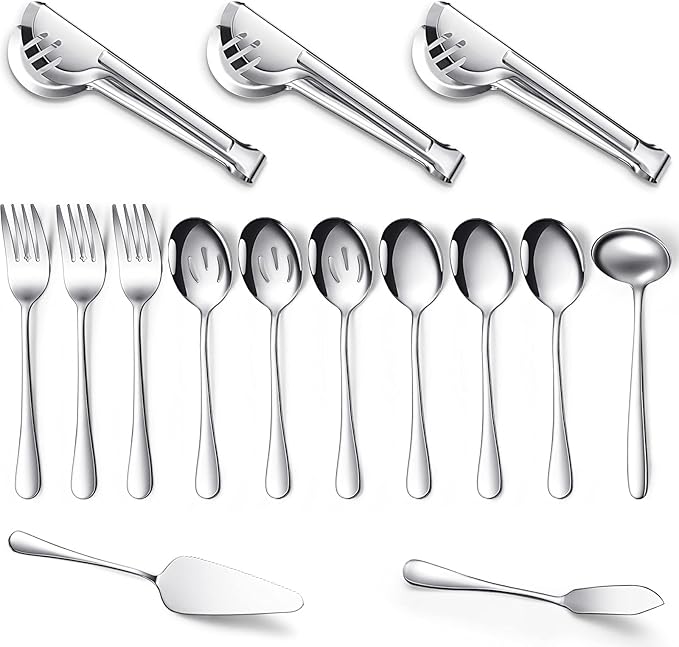 Patelai Serving Utensils Set Include Stainless Steel Large Spoons Slotted by Patelai