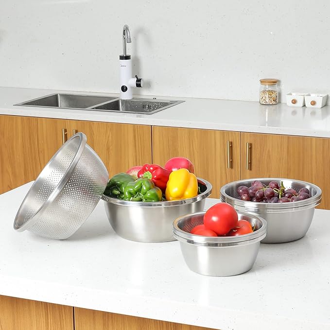 304 Stainless Steel Microporous Colander, 3.5QT Large Capacity - Image 2