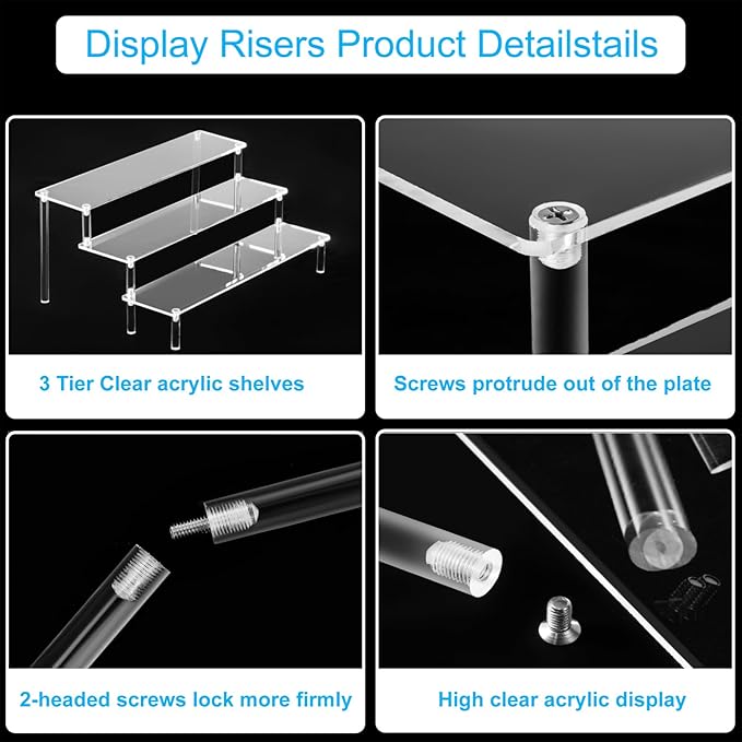 HENABLE 2PCS Large Acrylic Display Risers, Perfume Stand Organizer, Tabletop Use - Image 5