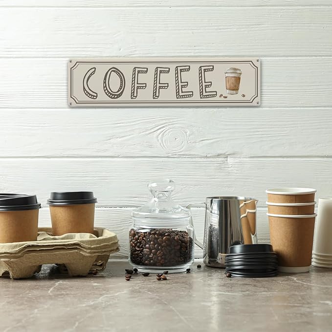 Vintage Coffee Sign Decor, Retro Metal Tin Sign, Home Kitchen Wall Decor - Image 4